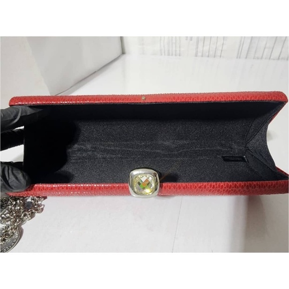 Authentic Moschino Croc Leather Clutch Red - Picture 4 of 11